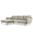 Canapé d'angle gauche velours vienna 5 places beige - 255x170x95 cm