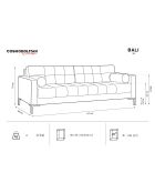 Canapé velours bali 3 places beige - 177x92x75 cm