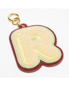 Grand porte-clés rigide en textile beige - 10x13 cm