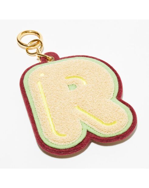 Grand porte-clés rigide en textile beige - 10x13 cm