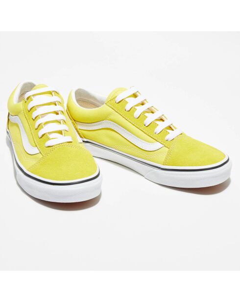 Sneakers en Velours de Cuir & Textile Old Skool jaune/blanc