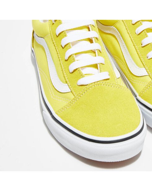 Sneakers en Velours de Cuir & Textile Old Skool jaune/blanc