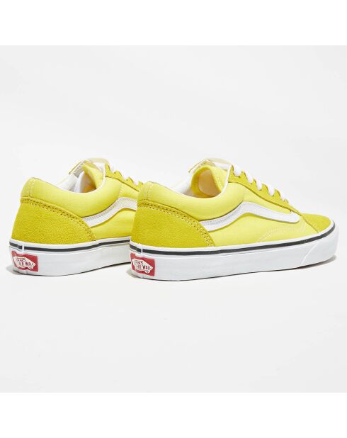 Sneakers en Velours de Cuir & Textile Old Skool jaune/blanc