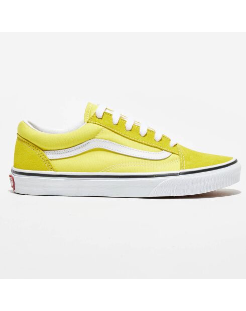 Sneakers en Velours de Cuir & Textile Old Skool jaune/blanc