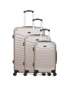 3 Valises 4 roues simples 55/65/75 cm Congo beiges