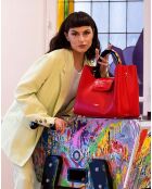 Ana rode leren handtas - 35x27x13,5 cm