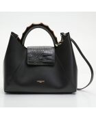 Bolso de mano Ana de piel negra - 35x27x13,5 cm