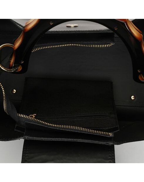 Bolso de mano Ana de piel negra - 35x27x13,5 cm
