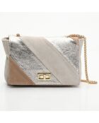 Sac bandoulière en Cuir Julie beige/doré - 21x15.5x6 cm