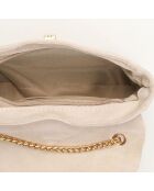 Sac bandoulière en Cuir Julie beige/doré - 21x15.5x6 cm
