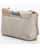 Sac bandoulière en Cuir Julie beige/doré - 21x15.5x6 cm