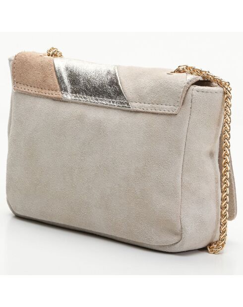 Sac bandoulière en Cuir Julie beige/doré - 21x15.5x6 cm