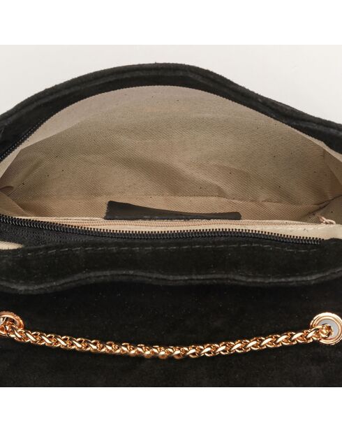 Sac bandoulière en Cuir Julie noir/doré - 21x15.5x6 cm