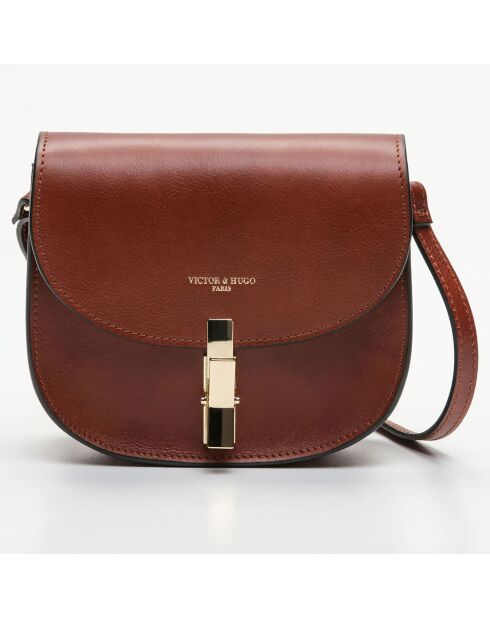 Sac bandoulière en Cuir Louis marron - 22x14x7 cm