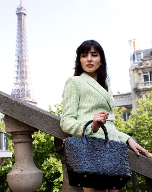 Madison schwarze Lederhandtasche - 38,5 x 27,5 x 15,5 cm