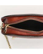 Sac bandoulière en Cuir Nora marron - 28x11x7 cm