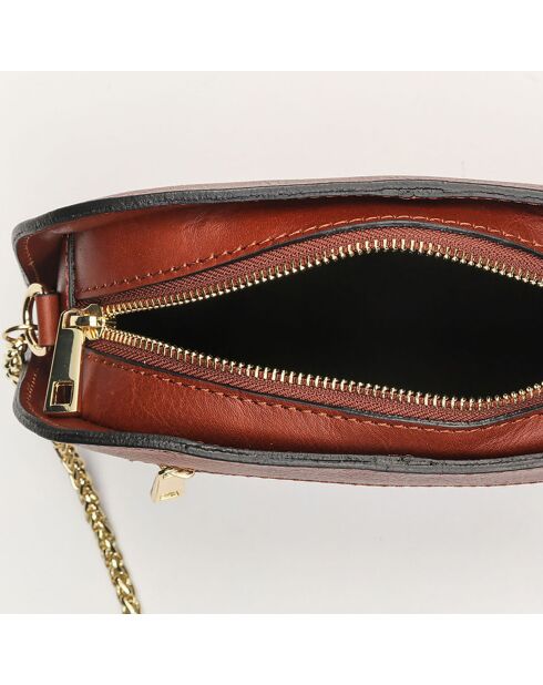 Sac bandoulière en Cuir Nora marron - 28x11x7 cm