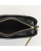 Bandolera Nora de piel negra - 26x11x7 cm