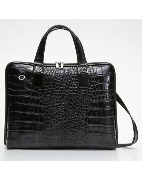 Schwarze Peyton-Aktentasche aus Leder - 38x29x6 cm