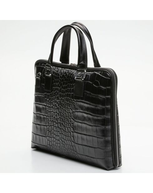 Schwarze Peyton-Aktentasche aus Leder - 38x29x6 cm