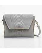 Sac bandoulière en Cuir croco Vera argenté - 21.5x7.5x14.5 cm