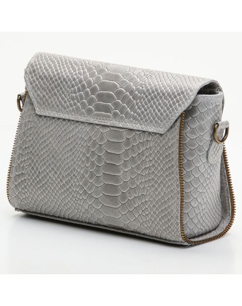 Sac bandoulière en Cuir croco Vera argenté - 21.5x7.5x14.5 cm