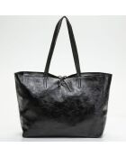 Tragetasche aus metallischem Vog-Leder, 28,5 x 38 x 12 cm, Schwarz