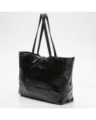 Tragetasche aus metallischem Vog-Leder, 28,5 x 38 x 12 cm, Schwarz