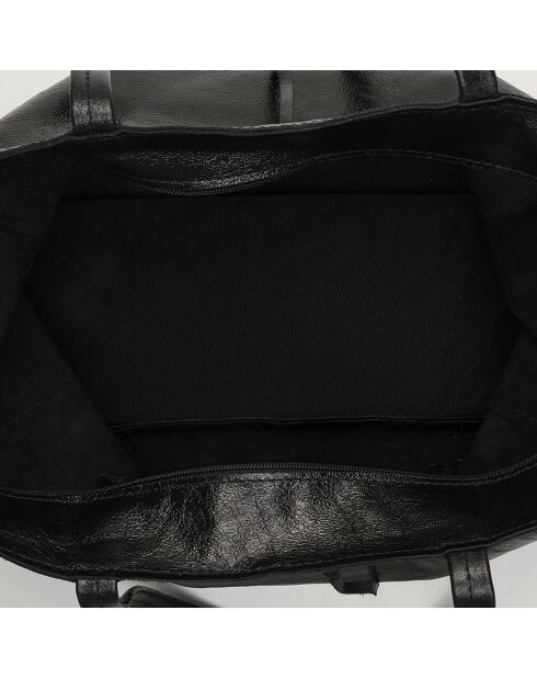 Tragetasche aus metallischem Vog-Leder, 28,5 x 38 x 12 cm, Schwarz