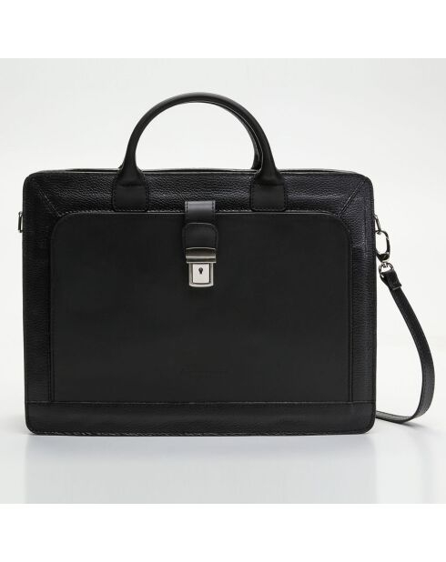 Zwarte leren handtas van Willo - 39x29x9 cm