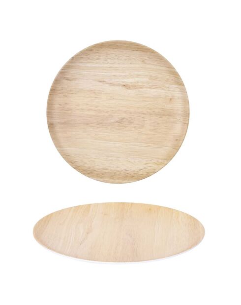 6 Teller aus Melamin mit braunem Bambusmuster - D.20 cm