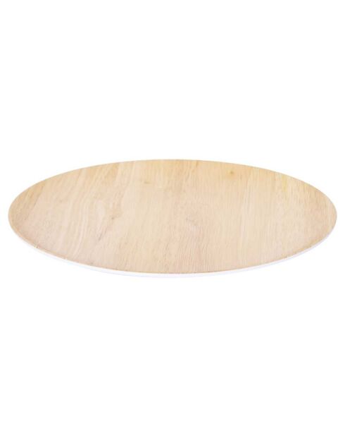 6 Teller aus Melamin mit braunem Bambusmuster - D.20 cm