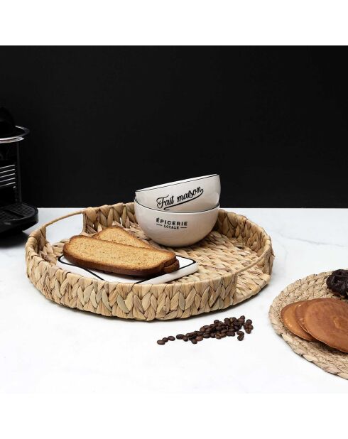 Plateau tressage naturel beige - 40x40 cm