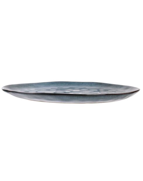 6 Assiettes galet Au grès du temps bleues - 27.5x23 cm