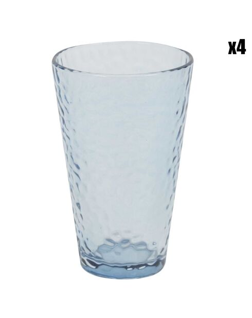 4 Verres martelés fumés transparent - 34 cl