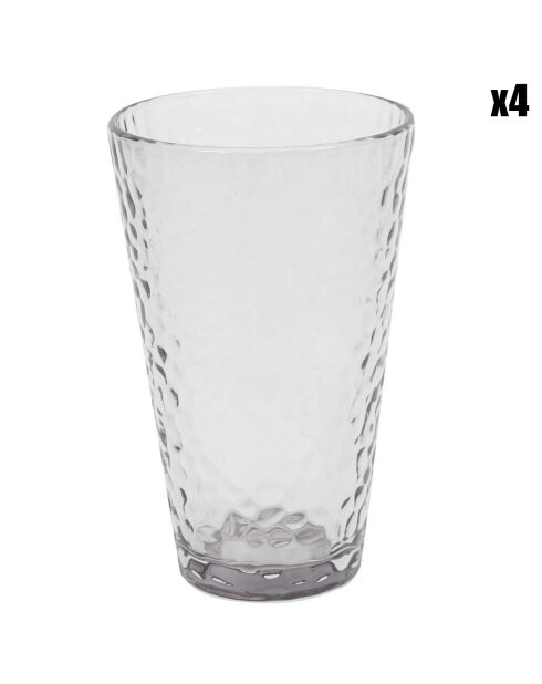 4 Verres martelés fumés transparent - 34 cl