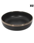 6 Assiettes creuses Moscou noir/doré - D.17.8 cm