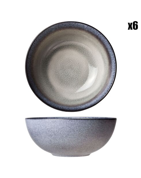 6 Bols en Grès Provence verts - 15.5x6 cm