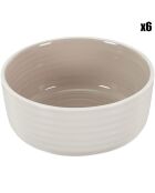 6 Bols bicolores en grès taupe - D.15.2 cm