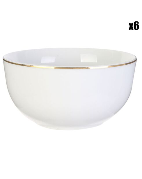 6 Bols en Porcelaine Liseré doré blanc/doré - 50 cl