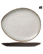 6 Assiettes Plato ovale grises - 19.5x16 cm