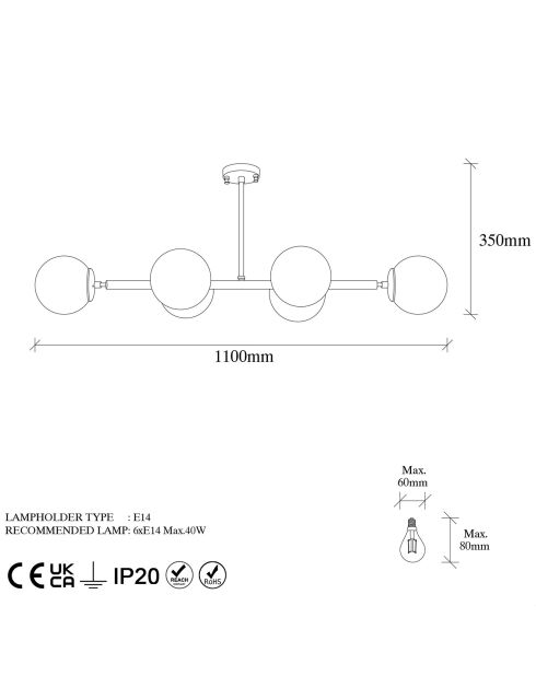 Lampada da soffitto vintage Fazli - 110x40x35 cm
