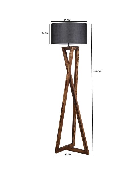 Macka braun/schwarze Stehlampe - 46x166 cm