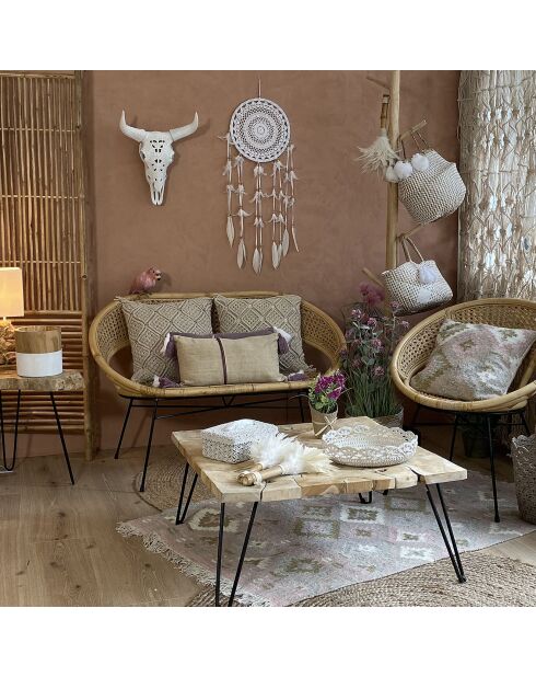 Cuscino beige in cotone lavato - 50x30 cm