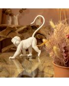 Statuette singe en resine Mico blanc mat - 37x21x45 cm