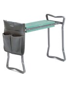 Banc de Jardin pliable avec sac à outils 3-en-1 Situl gris/vert -  60x49x27.5 cm