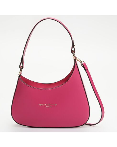 Sac porté épaule en Cuir Aline fushia - 27.5x21x6.5 cm