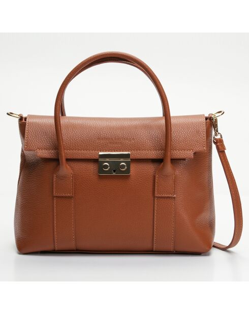 Sac à main en Cuir Amy camel - 31.5x23.5x13 cm