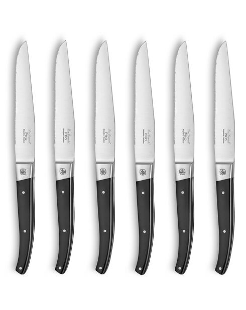 6 couteaux steak lame dentée pro gris - 23.2 cm