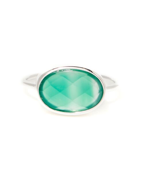 Bague Alexine Agate verte en laiton argenté